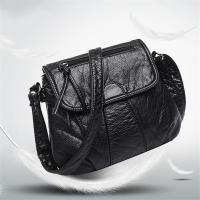 Bolso de mensajero pequeño negro para mujer, bolso cruzado de cuero PU suave lavado, monederos femeninos - details 8
