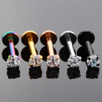 Juego de pendientes para cartílago, piercing de titanio anodizado, hélice, tragus interno, triple punta, 1 ud. - details 3
