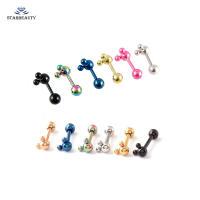 Piercing para cartílago de acero quirúrgico, 2 piezas, 1,2x7mm, tragus helix, barra superior, labret, labio, anillo, joyería corporal - details 6