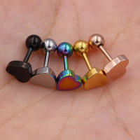 Piercing de acero inoxidable para oreja, pendientes de Hélice para cartílago, 2 piezas, 5 colores, corazón quirúrgico - details 4