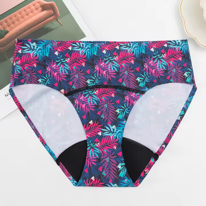 Ropa Interior de Cintura Alta de Seda de Hielo Transpirable Bikini de 4 Capas a Prueba de Fugas para Mujeres Ropa Interior de Menstrual - 1