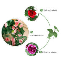 Rosa Artificial de Rattan para Decoración de Pared en Casa Boda Fiesta de Nubecom Hecha de Seda y Plástico Tipo de Planta Artificial: Rosa - details 4