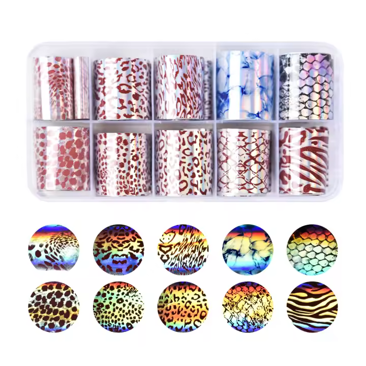 Pegatinas de Láminas de Transferencia de Uñas KADS con 28 Opciones 10 Patrones por Caja Decoraciones de Arte de Uñas con Mariposa Flor - 1