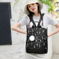 Mochila con estampado Floral para mujer, bolsa de viaje informal, con bola de pelo, de gran capacidad, nueva - details 1