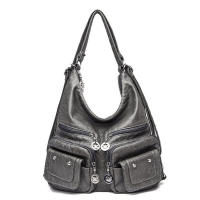 Bolso de mano informal de cuero lavado para mujer, bolso de hombro grande, bolso cruzado de cuero Vintage para mujer - details 9