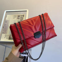 Bolso cruzado de cuero PU de hilo de lujo para mujer, bandolera con cadena, bolso de gran capacidad - details 15