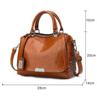 Bolso Vintage de cuero PU para Mujer, bandolera de hombro con remaches, de diseñador, de lujo, con almohada - details 16