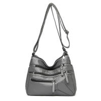 Bolso de hombro Vintage para mujer, bandolera de cuero PU lavado, multifunción, gran capacidad - details 10