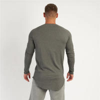 Letter Printed Men's Autumn Youth Loose Fitting Fitness Long Sleeved T-shirt with Round Neck Sports Personality Trend Top - details 5