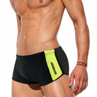 Jessborn bañador de ángulo plano para hombre, ropa de baño con estampado de Letras a juego de colores, Bóxer deportivo para fitness, pantalones cortos cómodos para playa, primavera caliente - details 1