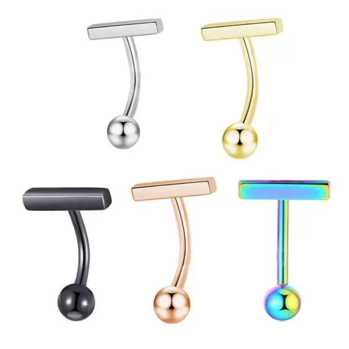 Starbeautity-Anillo de ombligo pequeño para mujer, piercing de ombligo rectangular de titanio, joyería corporal, 18g, 6-12mm, 1 ud. - 1