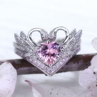 Anillo de Compromiso en Forma de Corazón para Mujer Juego de Anillo de Cisne con Circonita Plateado - details 4