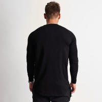Camiseta Deportiva de Algodón con Estampado de Letra Cuello Redondo, Manga Larga, Fitness de Otoño-Invierno para Hombres - details 3