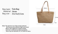 Bolso de paja tejido de gran capacidad para mujer, bolsa de mimbre hecha a mano, bolso de playa, bolso de hombro de paja para vacaciones - details 1