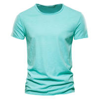 Camiseta para Hombres AIOPESON 100% Algodón Suave Fitness Verano Delgada Ropa de Casa Cuello Redondo Manga Corta Camiseta Sólida para Hombres - details 19