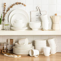 Juego de vajilla de porcelana de cerámica blanca, vajilla con cena, plato de postre, tazón, juego de tazas, 16 piezas - details 2