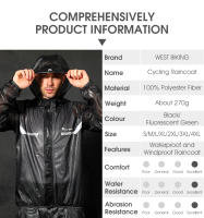 WEST BIKING-chubasquero impermeable para ciclismo para hombre y mujer, camiseta reflectante para bicicleta eléctrica, chaqueta deportiva para bicicleta de montaña y carretera - details 1