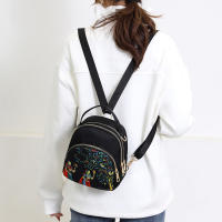 Mochila con estampado de moda para mujer, bolso cruzado de nailon de gran capacidad, multicapa, mochilas escolares, mochila de viaje impermeable - details 4