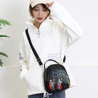 Mochila con estampado de moda para mujer, bolso cruzado de nailon de gran capacidad, multicapa, mochilas escolares, mochila de viaje impermeable - details 3