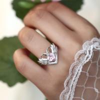Anillo de Compromiso en Forma de Corazón para Mujer Juego de Anillo de Cisne con Circonita Plateado - details 3