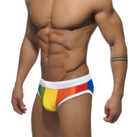 Jessborn calzoncillos de baño para hombre, bañador sexy de rayas gruesas, cintura baja, moda arcoíris, primavera y verano - details 1