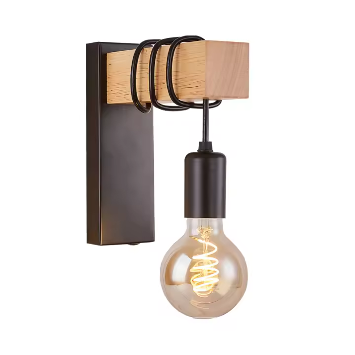 Lámpara de pared LED de madera Retro, accesorio de iluminación Industrial para Loft nocturno, decoración de mesita de noche para habitación, baño y restaurante, E27, 220V, 110V - 1