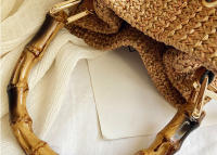 Bolso de paja con cordón para mujer, tejida a mano bandolera de hombro, monedero de compras, bolsos de playa, Verano - details 23