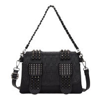 Bolso Vintage de Hombro Cruzado Negro con Rebites Bolso de Mensajero de Cuero PU Diseño de Calavera Bolso de Mano de Moda para Mujeres - details 18