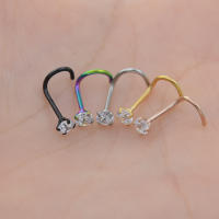 Piercing de acero para la nariz, 2 piezas, 20G - details 2