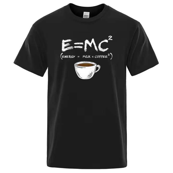 Energy =-Camiseta con estampado de leche + café para hombre, camisetas informales transpirables, divertidas camisetas holgadas de algodón, camisetas de calle de gran tamaño para mujer - 1