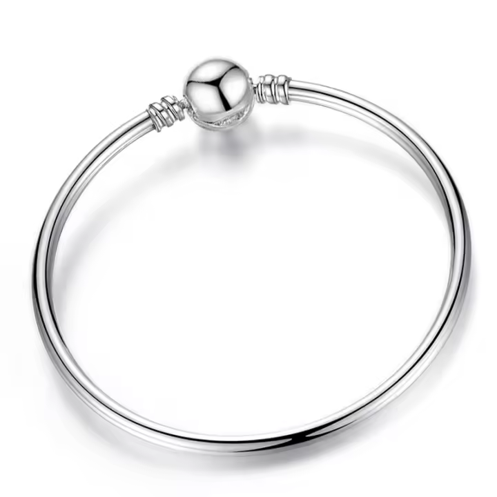 Pulsera de Encanto de Corazón ZhongT para Mujeres en Color Plata Ajuste Original Finura Bangle DIY Joyería Regalo - 1