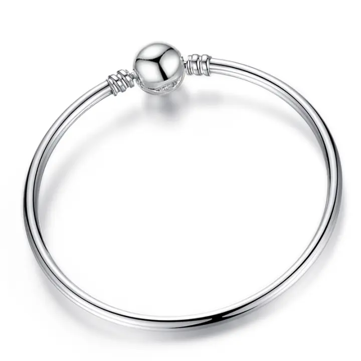 Pulsera de Encanto de Corazón ZhongT para Mujeres en Color Plata Ajuste Original Finura Bangle DIY Joyería Regalo - 1