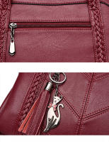Bolso de mano con colgante de lujo para mujer, bandolera de cuero PU, de gran capacidad, con asa - details 16