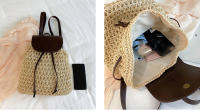 Mochila de Viaje para Mujer en Punto de Crochet con Diseño Boho Estilo Hueco Alhombrado para Hombro y Espalda Ideal para Playa y Verano - details 35