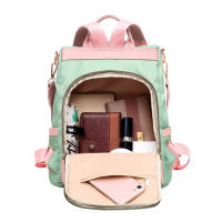 Mochila escolar de tela Oxford para mujer, bolso de hombro de Color caramelo, mochila de viaje para niña adolescente y niño - details 11