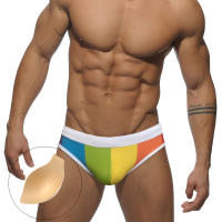 Jessborn calzoncillos de baño para hombre, bañador sexy de rayas gruesas, cintura baja, moda arcoíris, primavera y verano - details 0
