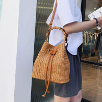 Bolso de paja con cordón para mujer, tejida a mano bandolera de hombro, monedero de compras, bolsos de playa, Verano - details 11