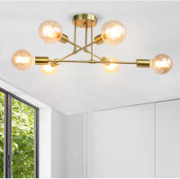 Lámpara de techo moderna para el hogar, candelabro de hierro minimalista con personalidad, iluminación LED creativa para dormitorio, baño, oro y negro, E27 - details 4