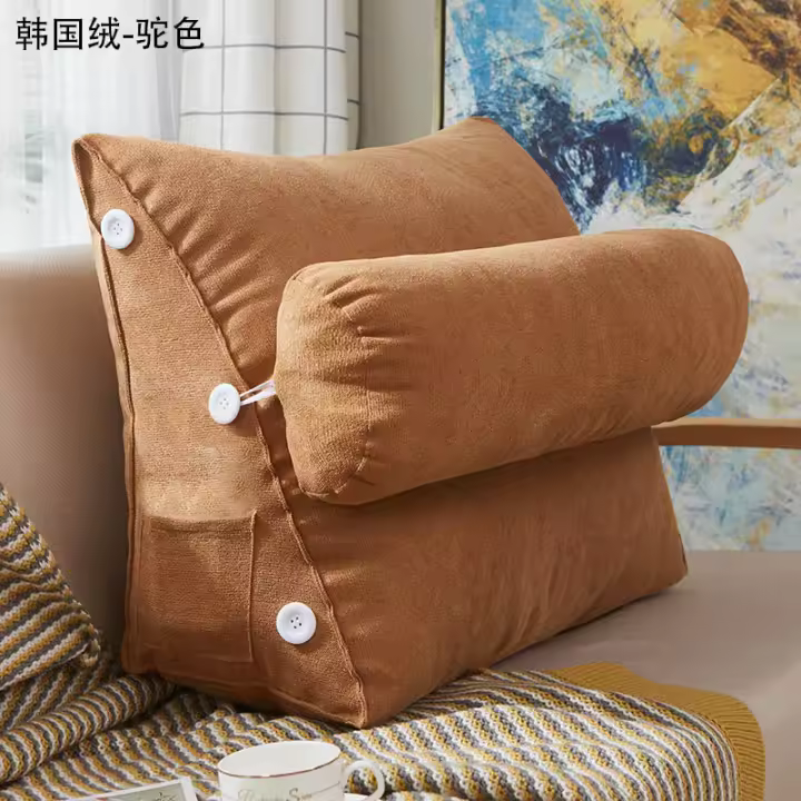 Cojín Triangular para Cama NUREST Silla de Lectura para Sala de Estar Cojín de Algodón PP con Peluche Corto para Decoración Doméstica - 1