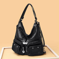 Bolso de mano informal de cuero lavado para mujer, bolso de hombro grande, bolso cruzado de cuero Vintage para mujer - details 5