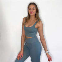 Conjunto de Yoga sin costuras para mujer, camisas de entrenamiento, pantalones deportivos, sujetador, trajes de gimnasio, Leggings de cintura alta para correr, Fitness, ciclismo, pantalones de Yoga - details 4