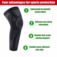 Rodillera deportiva para alargar las piernas, tejido transpirable, compresión antideslizante, engrosado soporte con anillo de silicona, 1 par - details 6