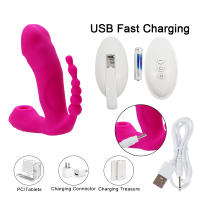 Vibrador portátil 3 en 1, slicone, estimulador anal del clítoris vaginal, carga USB magnética, control remoto, 7 modos, para mujeres y parejas. - details 6