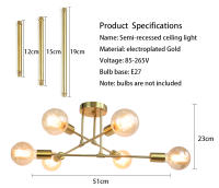 Lámpara de techo moderna para el hogar, candelabro de hierro minimalista con personalidad, iluminación LED creativa para dormitorio, baño, oro y negro, E27 - details 1
