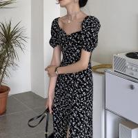Vestido francés de verano con cuello cuadrado para mujer - details 8