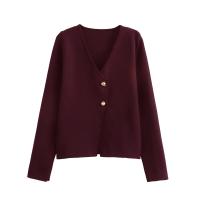 Autumn Women Asymmetrical Knit Cardigan Long Sleeve V Neck With Button Slim Knitwear Chic Lady Outfits - details 0
