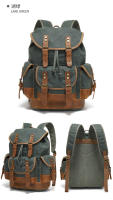 Mochila de Lona Empañada  para Hombres Bolso de Hombro Casual de Gran Capacidad Mochila de Viaje Mochila de Escalada de Cuero de Lona - details 8