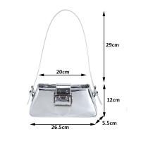 Bolso de mano de diseño de lujo para mujer, bolsa de hombro de marca con axila láser, plata, elegante, Asa superior, bolso de compras - details 18