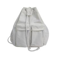 Mochila escolar de gran capacidad con cordón para estudiantes, bolso de lona informal para computadora portátil para mujer, paquete de viaje simple de Color sólido - details 21