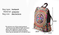 Mochila de lona bordada artística Vintage para mujer, mochila bordada Floral hecha a mano, Bolsa Escolar, bolsas de viaje de mezclilla - details 0